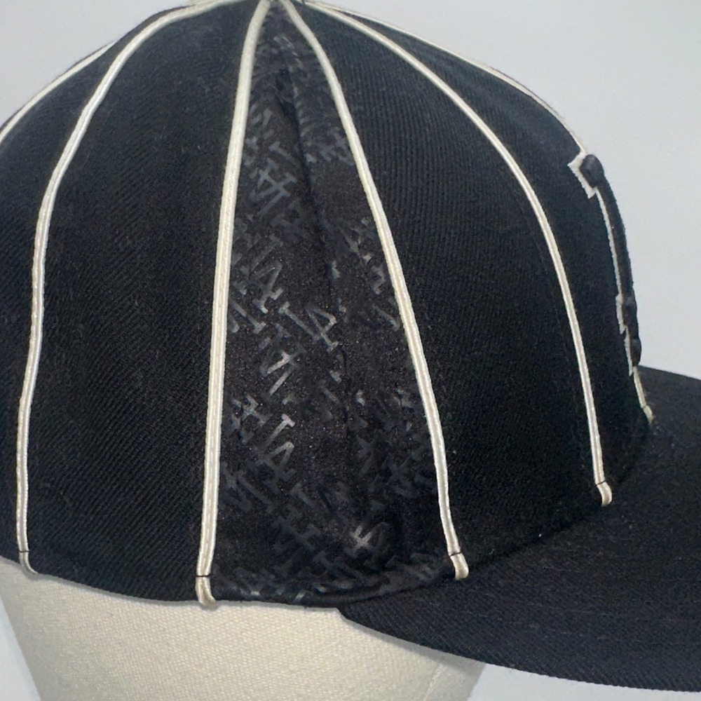 New Era 59FIFTY Los Angeles Dodgers 7‎ 1/4 Black White Pinstripe Wool Fitted Hat - Picture 3 of 8